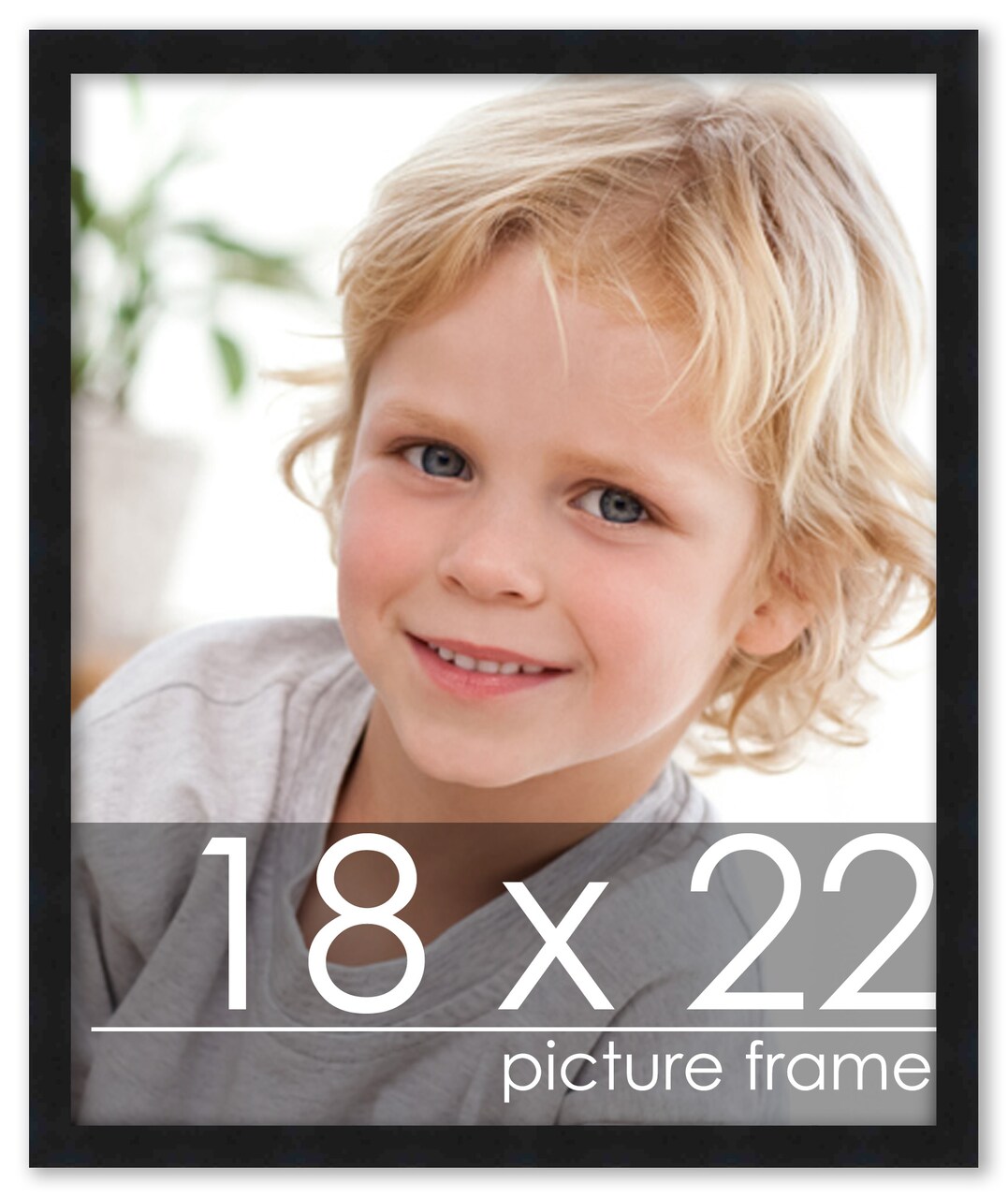 18x22 Modernist Black Picture Frame - UV Acrylic, Foam Board Backing, Hanging Hardware